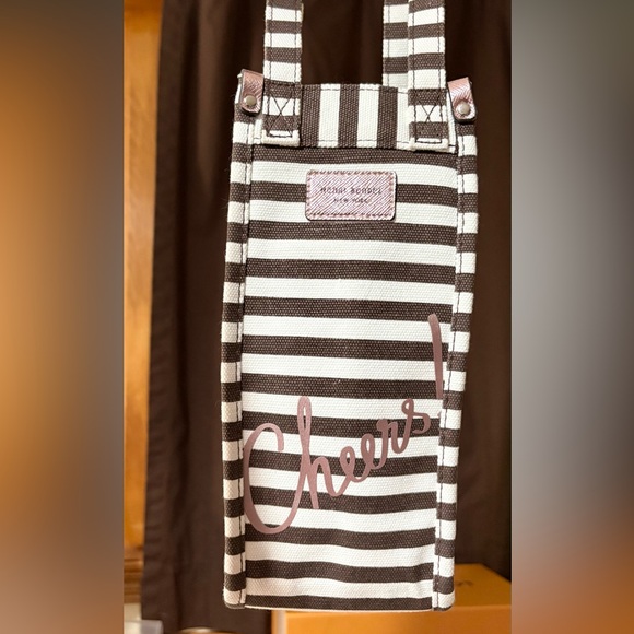 Henri Bendel Brown and White Striped Tote - Picture 1 of 6
